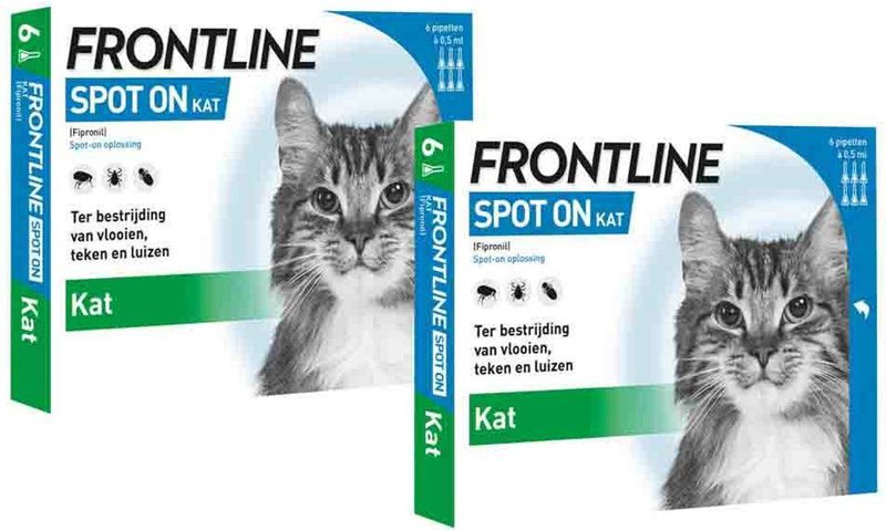 Frontline - Spot On - Anti Vlooien en Teken Druppels - Kat - 6 Pipetten