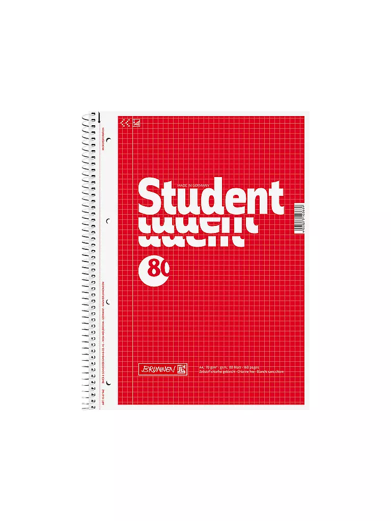 BRUNNEN VERLAG Collegeblock A4 - kariert keine Farbe