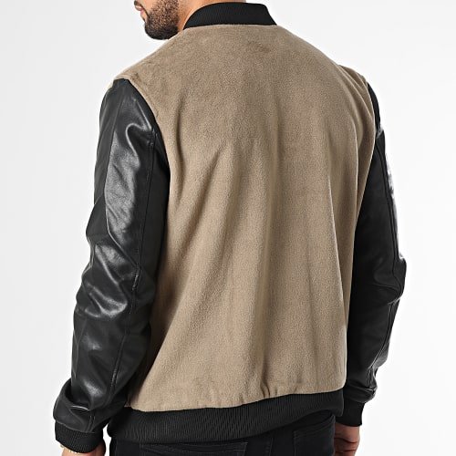 Veste Zippée Beige Noir