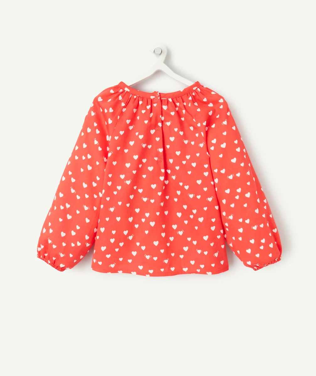 BLOUSE BÉBÉ FILLE ROUGE AVEC DÉTAILS VOLANTÉS ET IMPRIMÉ COEUR
