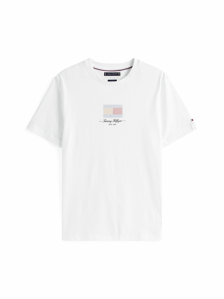 TOMMY HILFIGER<br>Camiseta de manga curta com bandeira do logotipo