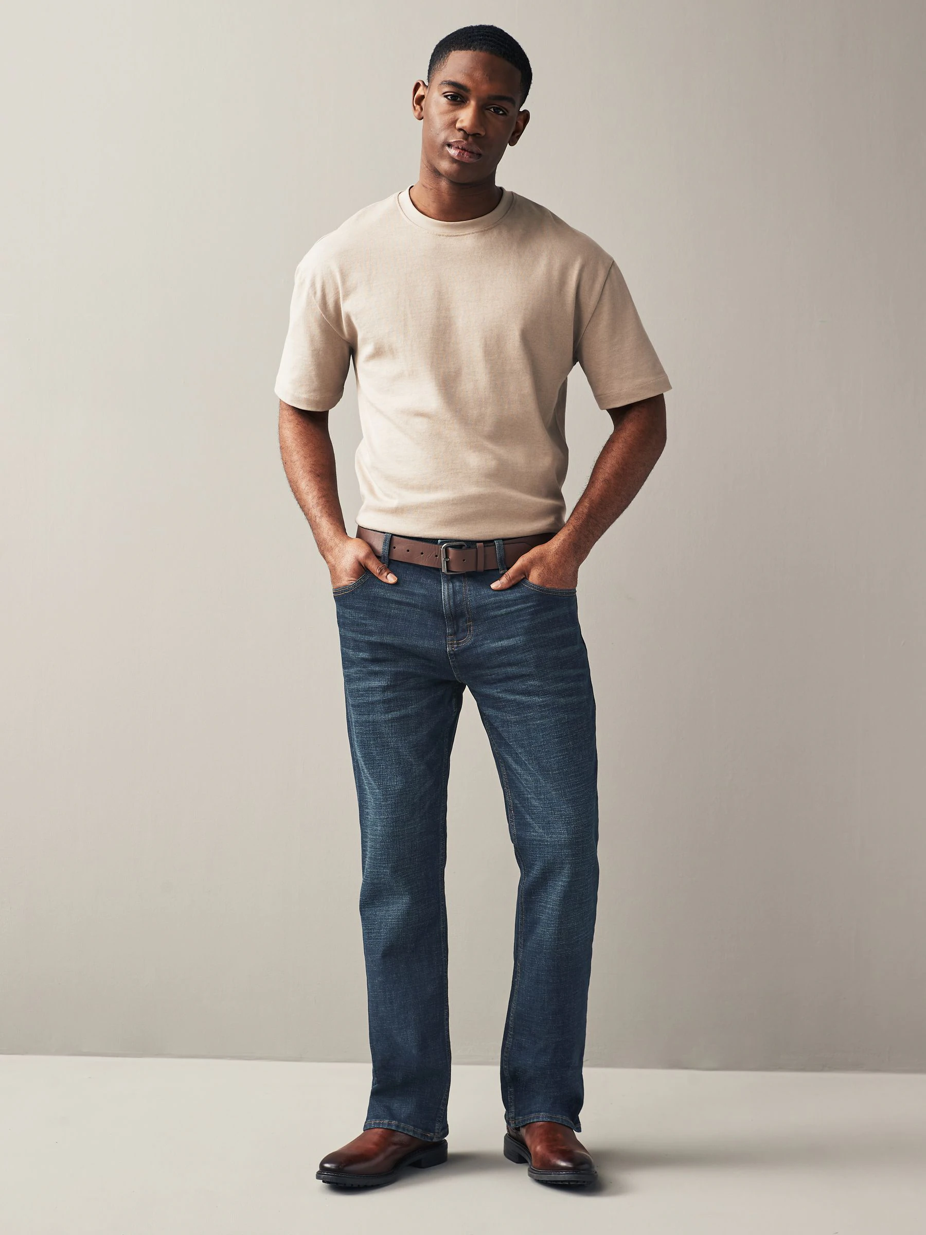 Blauwe wassing - Bootcut - Authentic jeans met riem