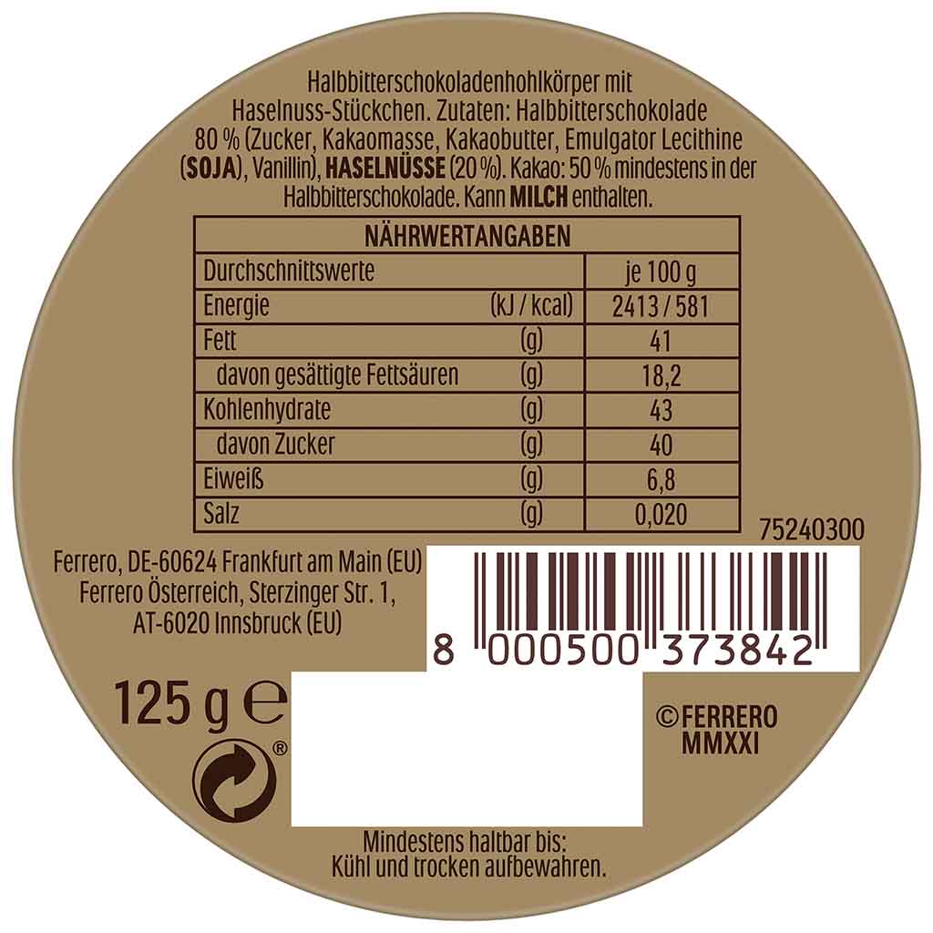 Grand Ferrero Rocher Zartbitter 125g MHD:20.4.25