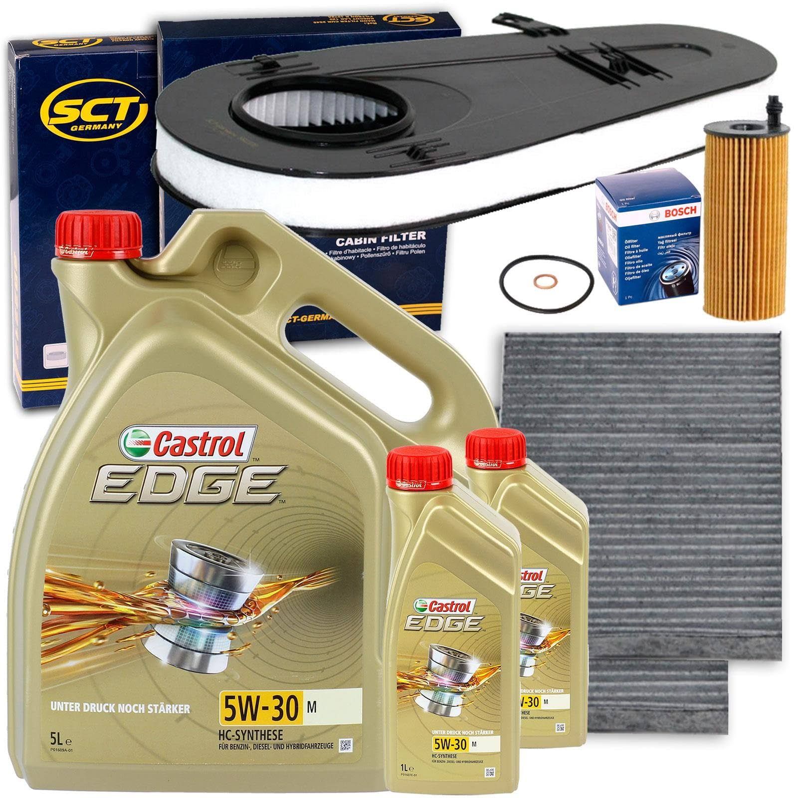 hausmarke Filterset Inspektionskit + Castrol 5w30 Öl passend für Bmw 5er F10 F11 F07