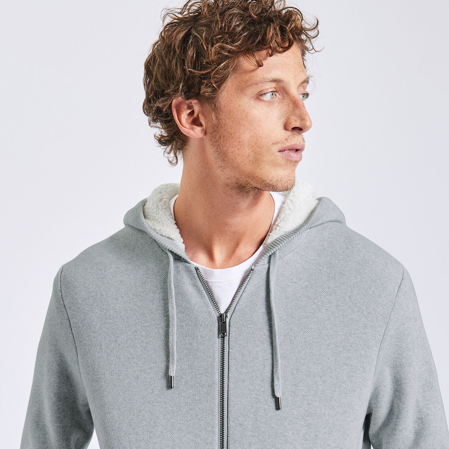 Gilet à capuche doublé en sherpa Blanc