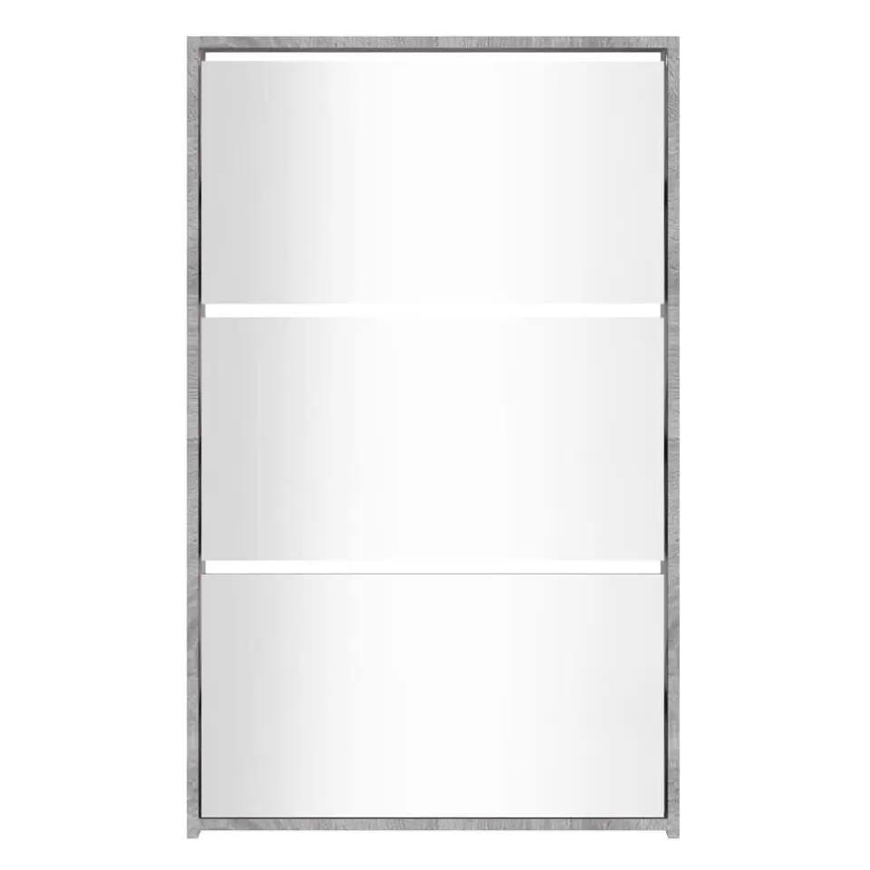 vidaXL - Schoenenkast met spiegel en 3 kleppen - Grijs sonoma - 63x17x102.5 cm