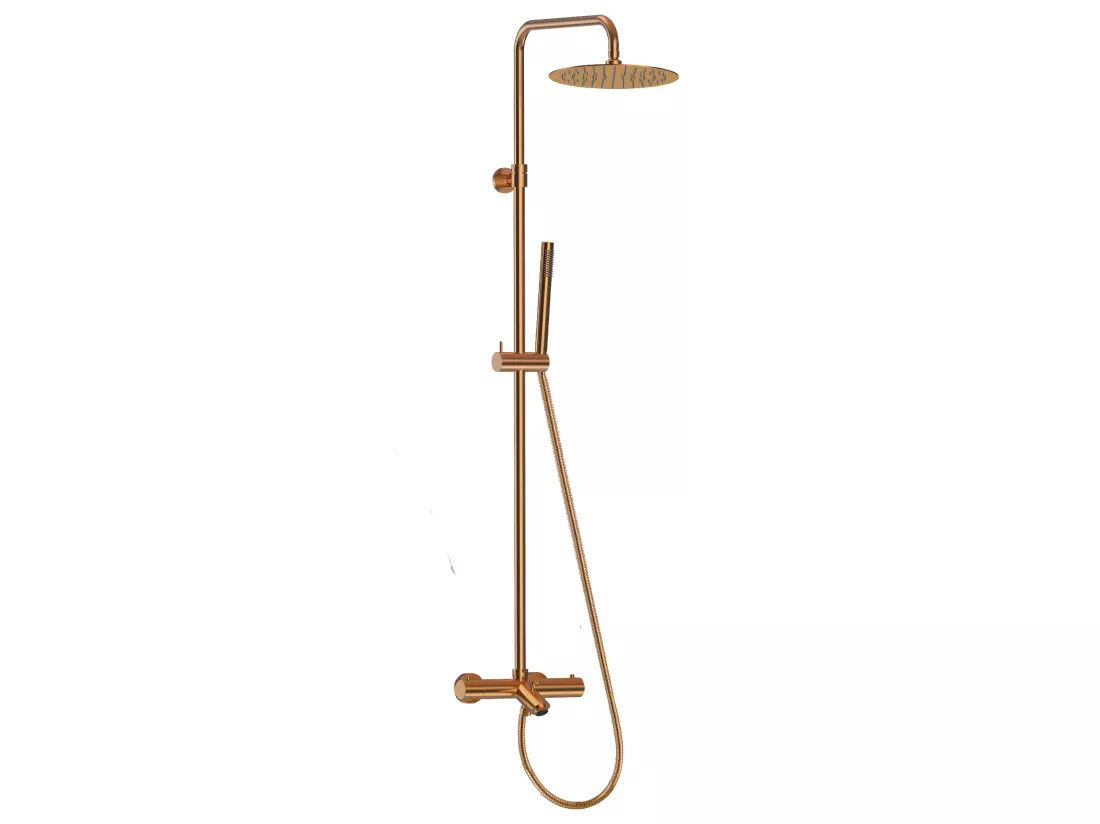 Luisa II 250 colonne bain-douche thermostatique cuivre brossé - Essebagno