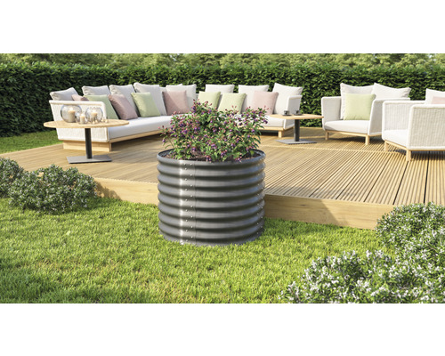 Klassieke verhoogde tuinbak 630 Vita, rond, 82,1 x 82,1 x 63 cm, graniet