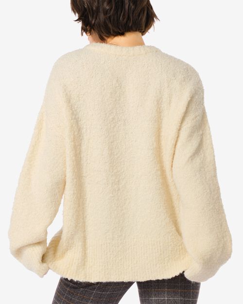 pull maillé bouclé pour femme blanc cassé