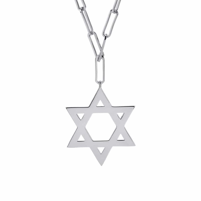Collier Chaine Argent Rhodié étoile De David