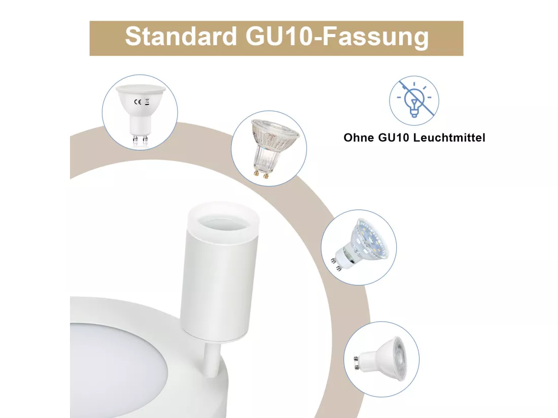 NETTLIFE Spot de plafond 2 ampoules GU10 20W chambre 3000k Pivotant Pivotant en métal à 350°