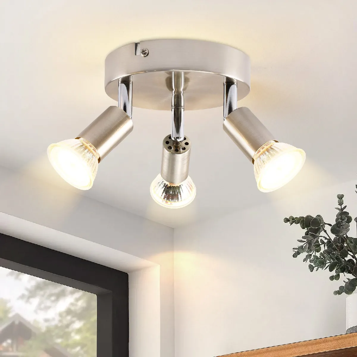 Nettlife - 3 Spots de Plafond GU10 Nickel