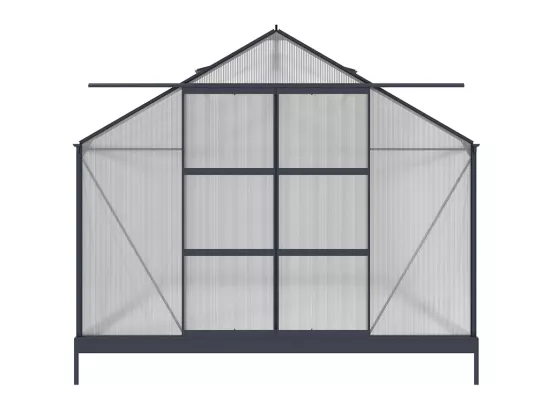 Serre de Jardin en polycarbonate de 13 m² avec embase - Anthracite - KALIDA