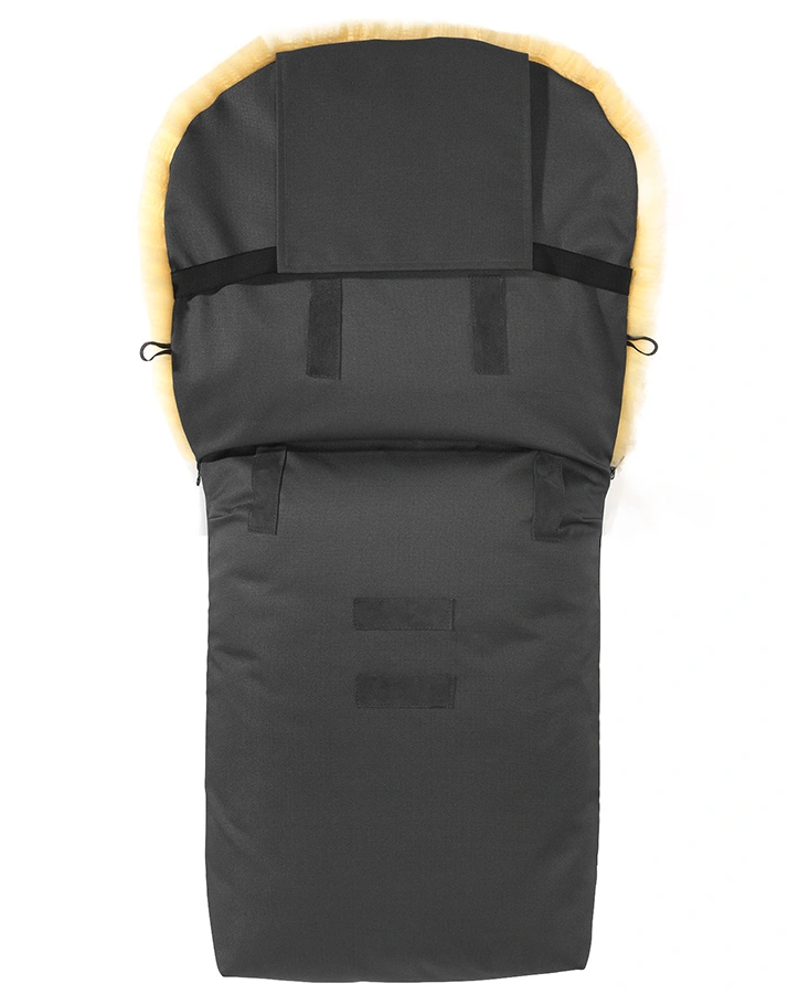 Lammfell-Fußsack PUTZI für Kinderwagen in grau