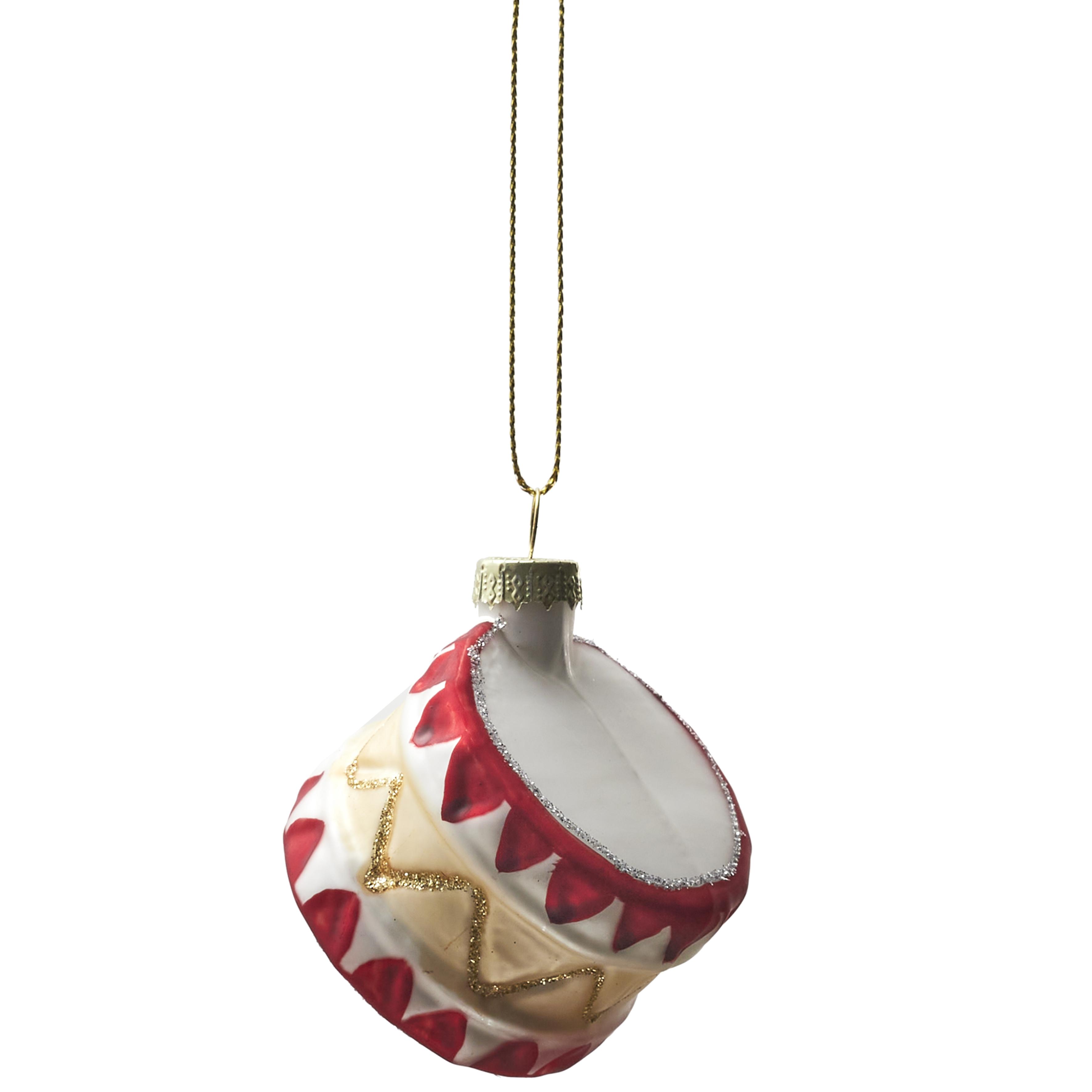SUSPENSION VERRE TAMBOUR ROUGE OR