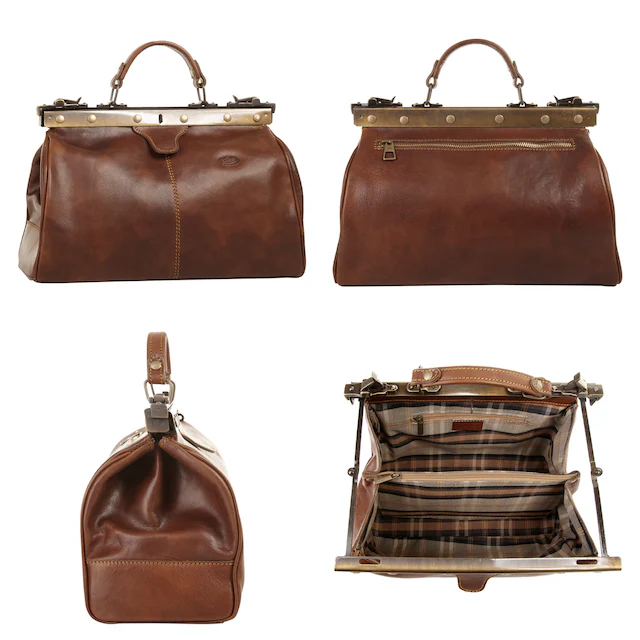Piké Henkeltasche echt Leder, Made in Italy