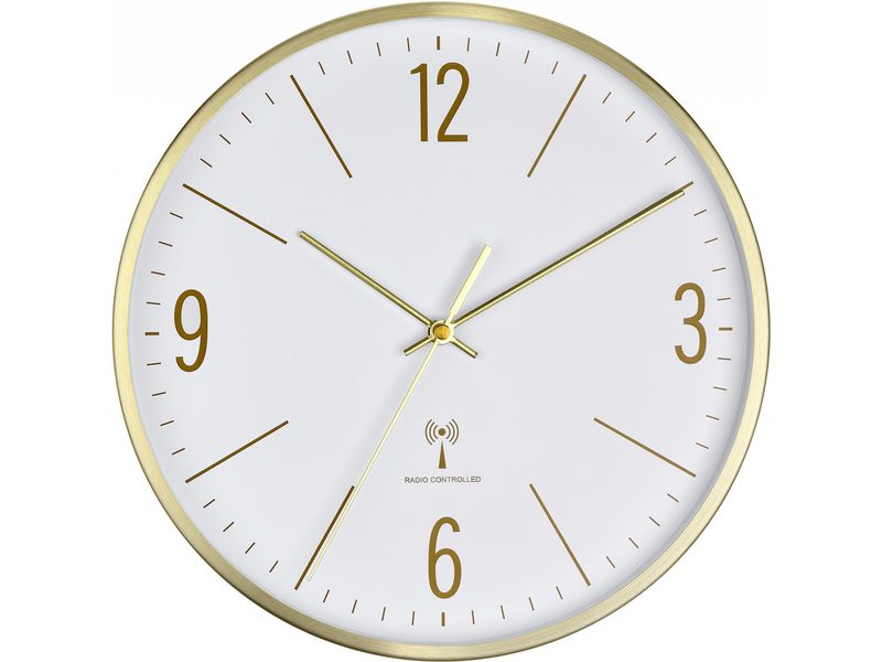 TFA Dostmann Funk-Wanduhr Gold Analoge Wanduhr