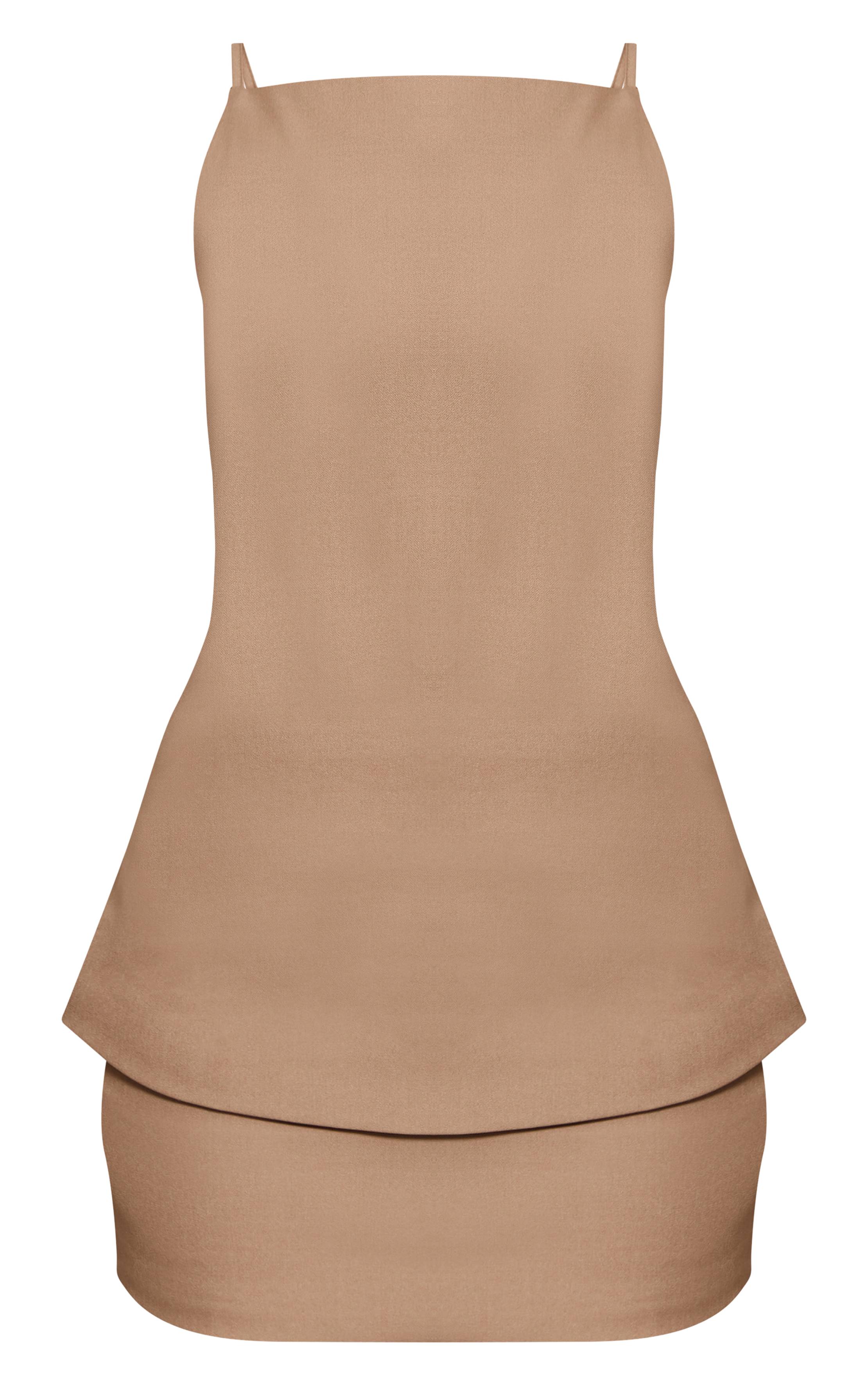 Moka Robe Courte Droite À Encolure Licou Tissée Couleur Beurre