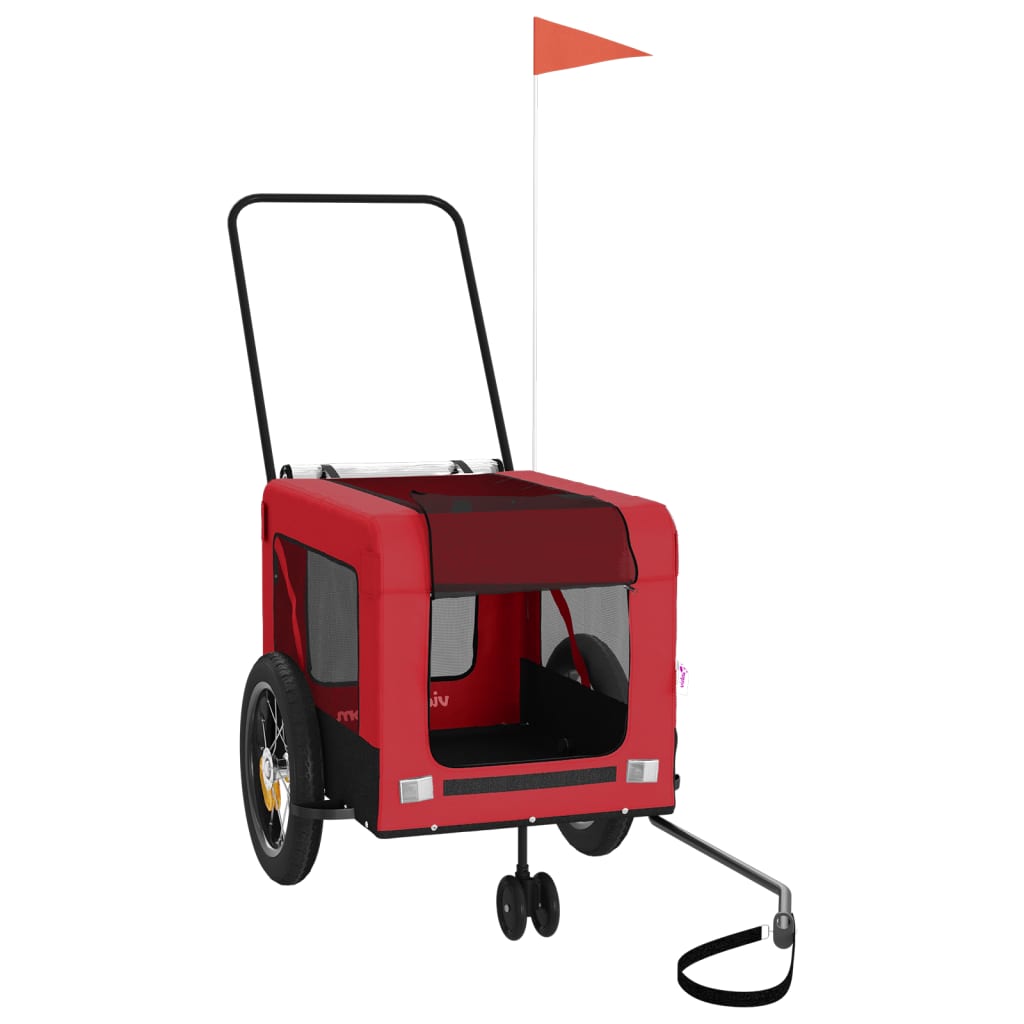 vidaXL Pet Bicycle Trailer Iron Oxford Cloth Vermelho Preto