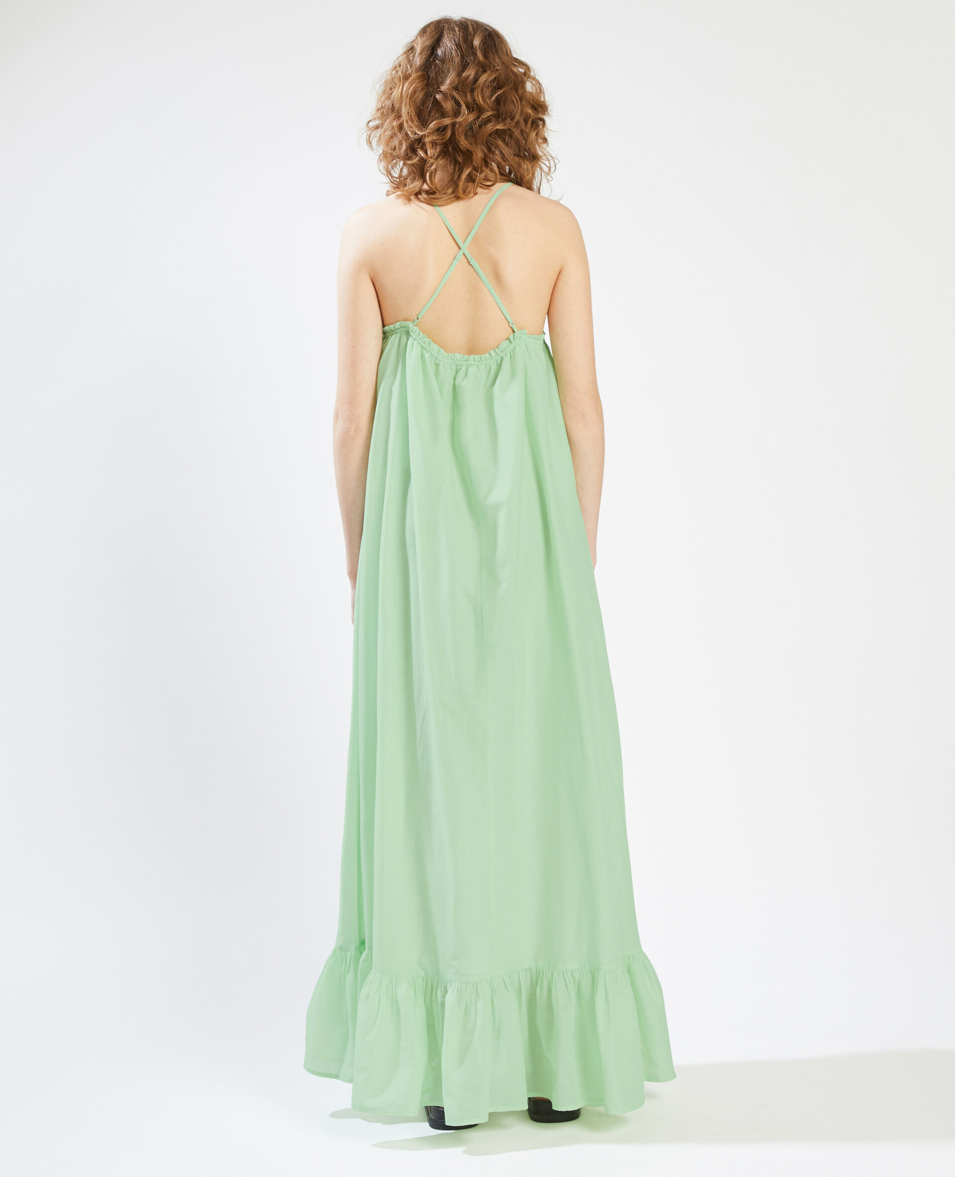 Robe longue à bretelles - Vert anis