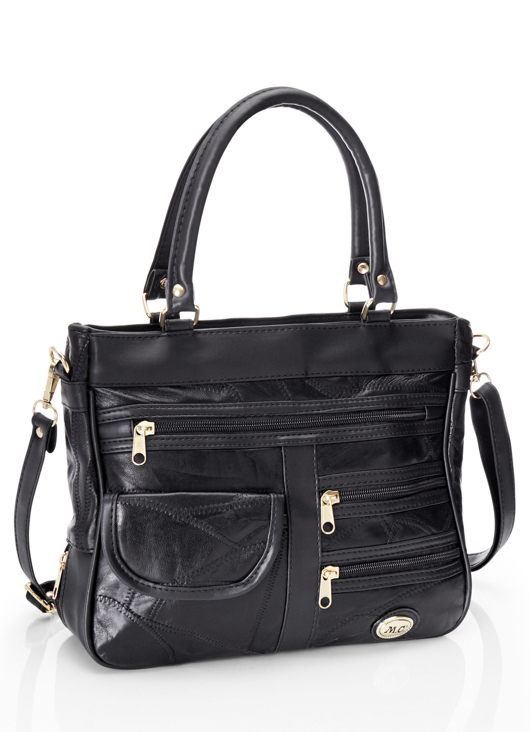 Patchwork-Tasche mit abnehmbarem Umhängeriemen