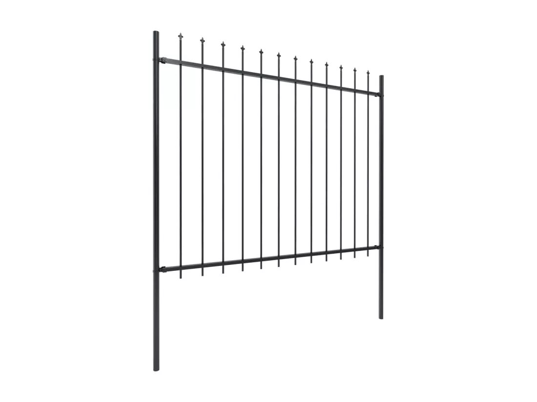 Cl?ture de jardin avec dessus en lance Acier 5,1 x 1,5 m Noir