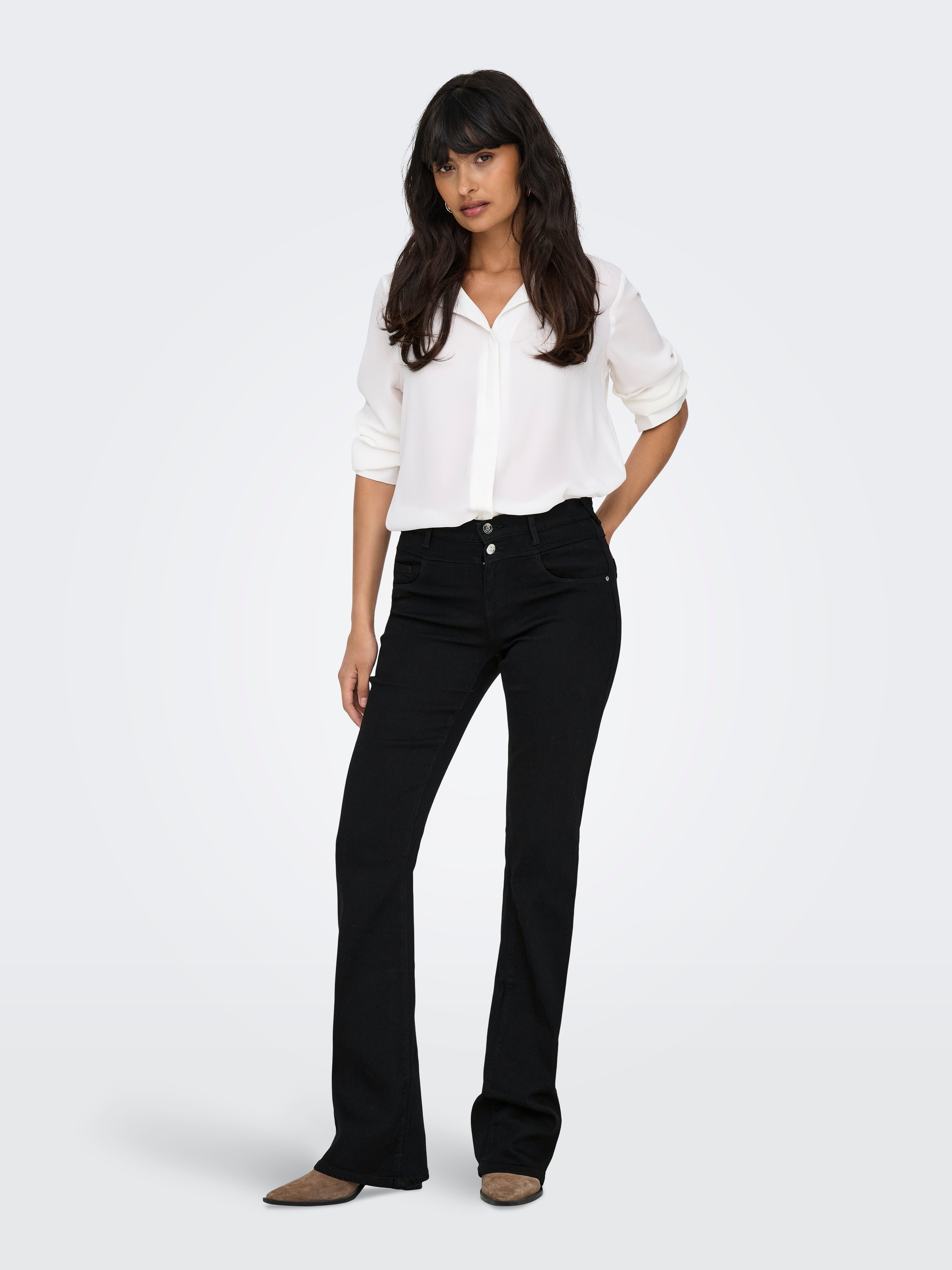 ONLRAIN Mittlere Taille Ausgestellt Jeans Washed Black