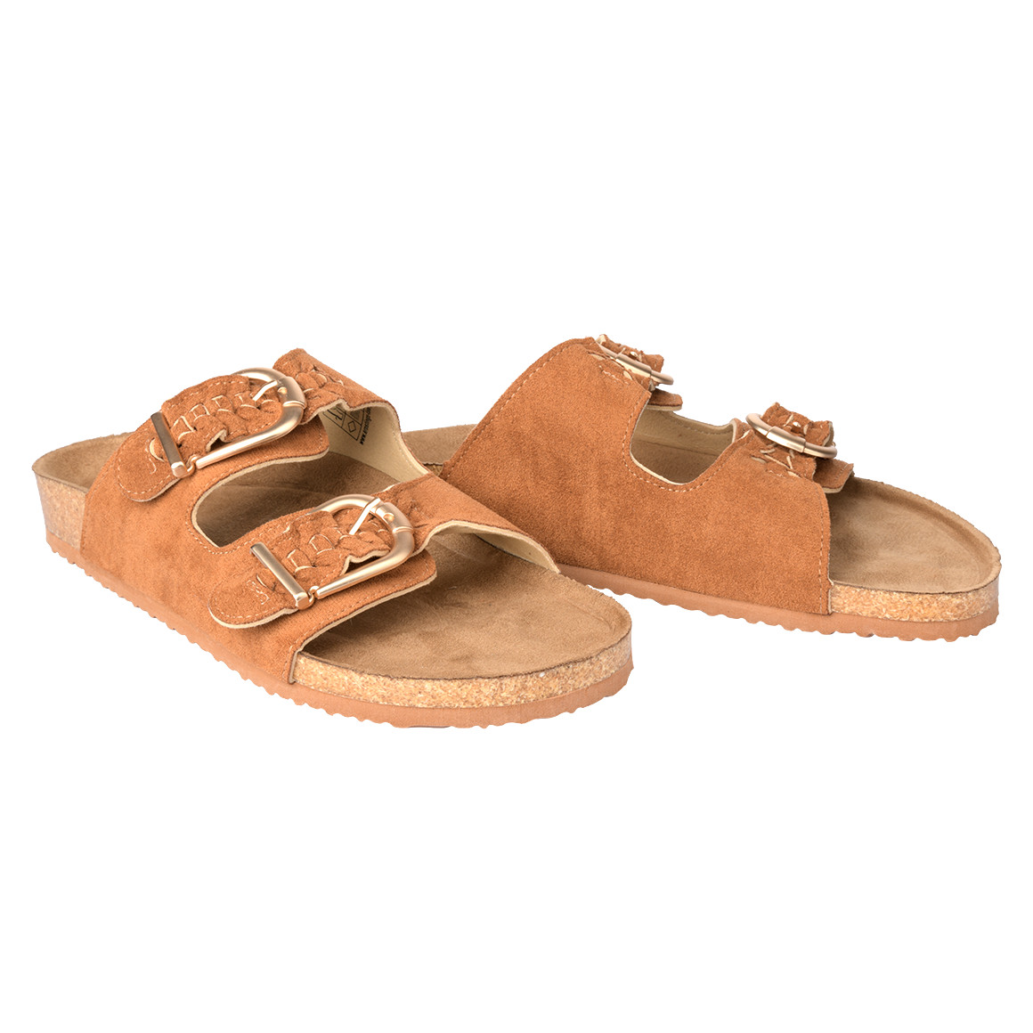 Gina Benotti Damen Sandalen in Veloursleder-Optik hellbraun