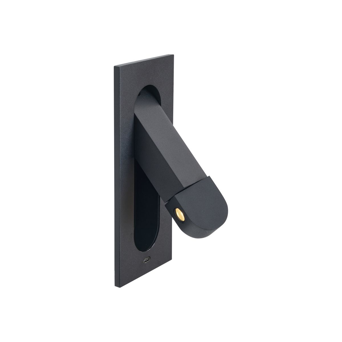 Moderne wandlamp zwart incl. LED en USB-C poort - Hilton