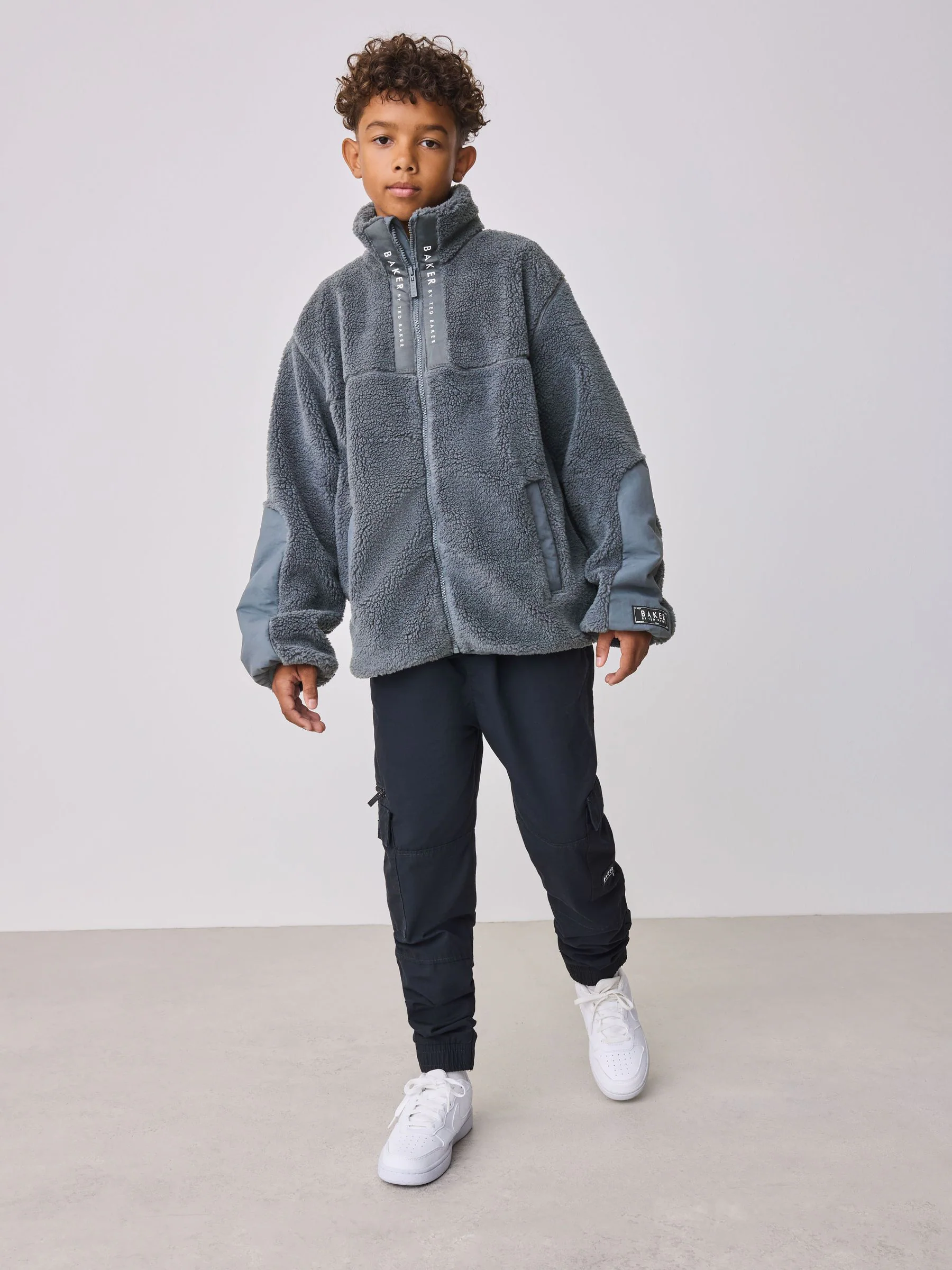 Baker by Ted Baker grijze borg fleece met ritssluiting