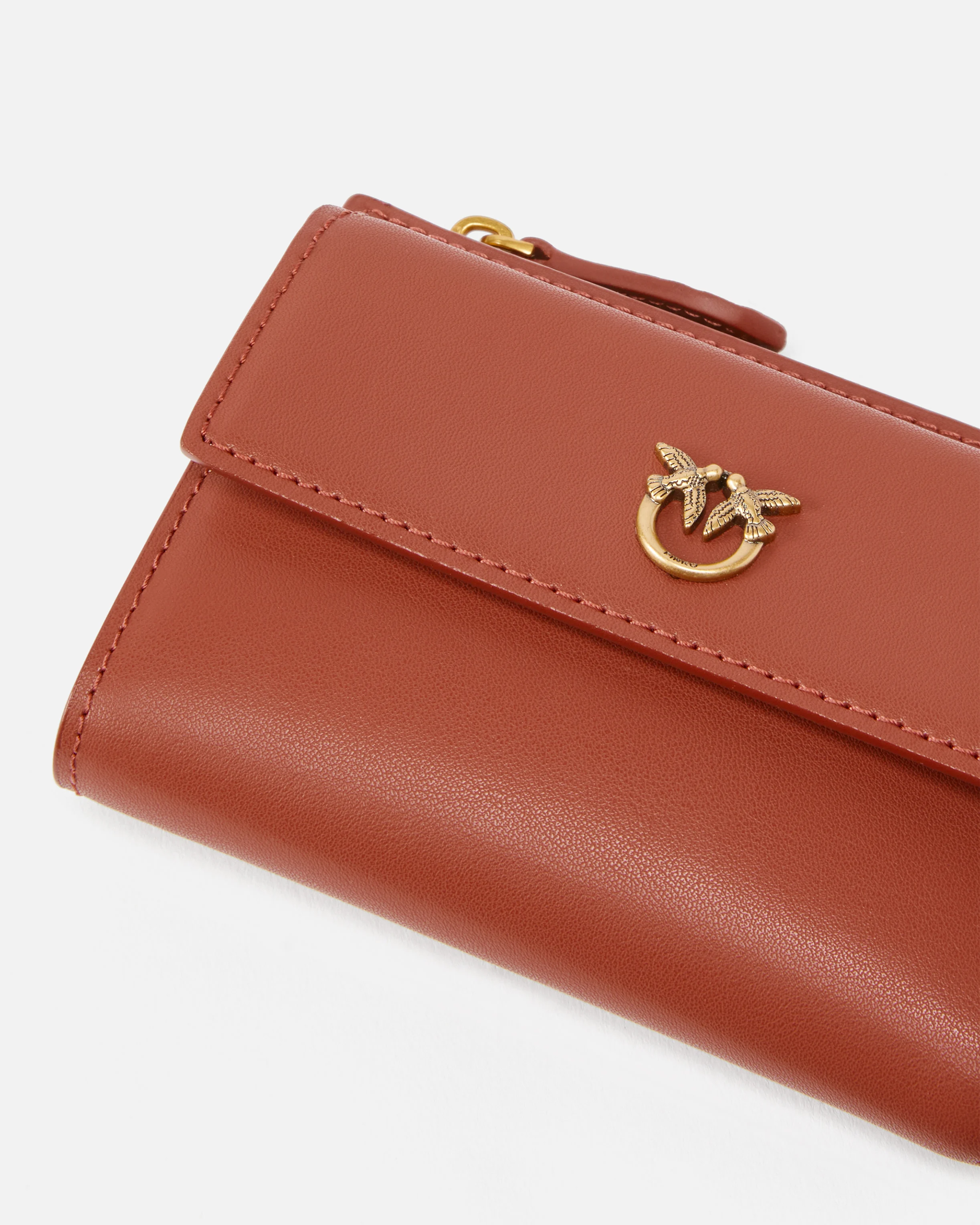 Petit portefeuille compact lisse à logo | Orange