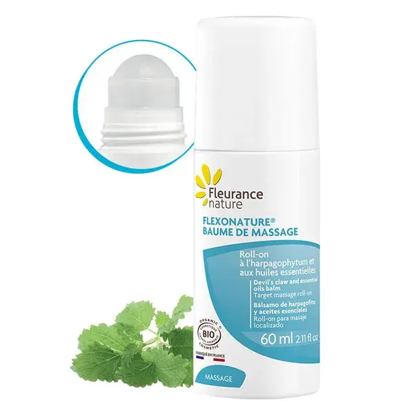Fleurance Nature - Flexonature Baume à l'harpagophytum Bio - Flacon bille 60 ml