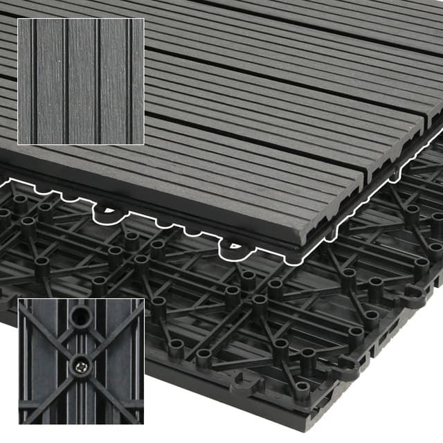 ECD Germany WPC terrassefliser 30x30 cm 22 dele besparelsessæt til 2m² antracit