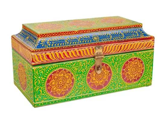 Coffret à bijoux en bois vert 27,5x14x13,5h