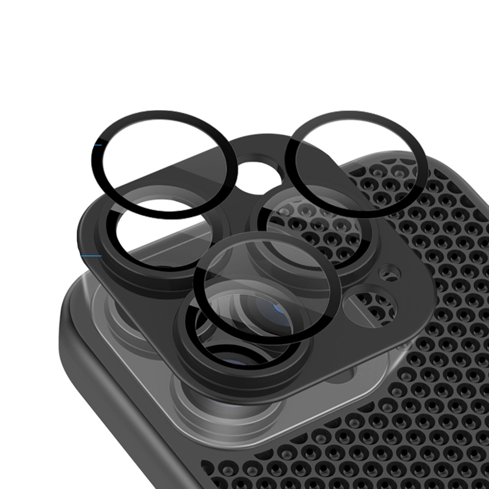 iPhone 14 Pro Max Hybrid Hardcase Hülle im Waben Design mit Kameraschutz - Schwarz