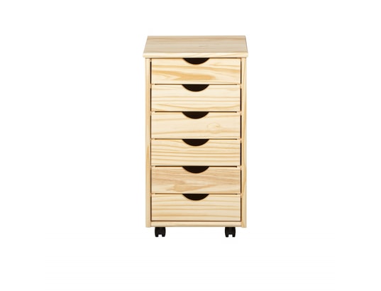 TERRE DE NUIT - Meuble de bureau Caisson 6 tiroirs pin massif naturel