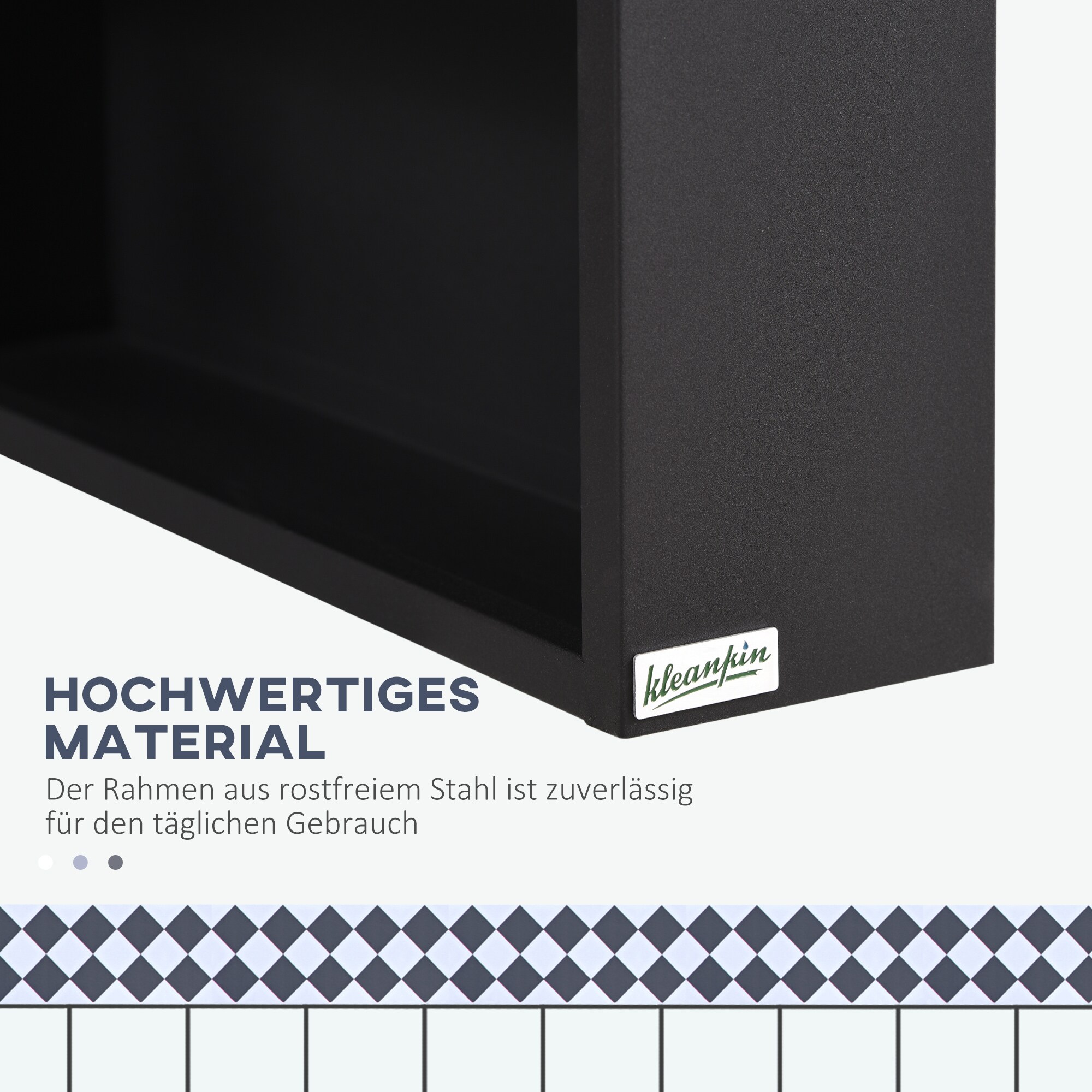 kleankin Spiegelschrank mit einer Tür und extra Fach schwarz 46L x 13,5B x 58H cm