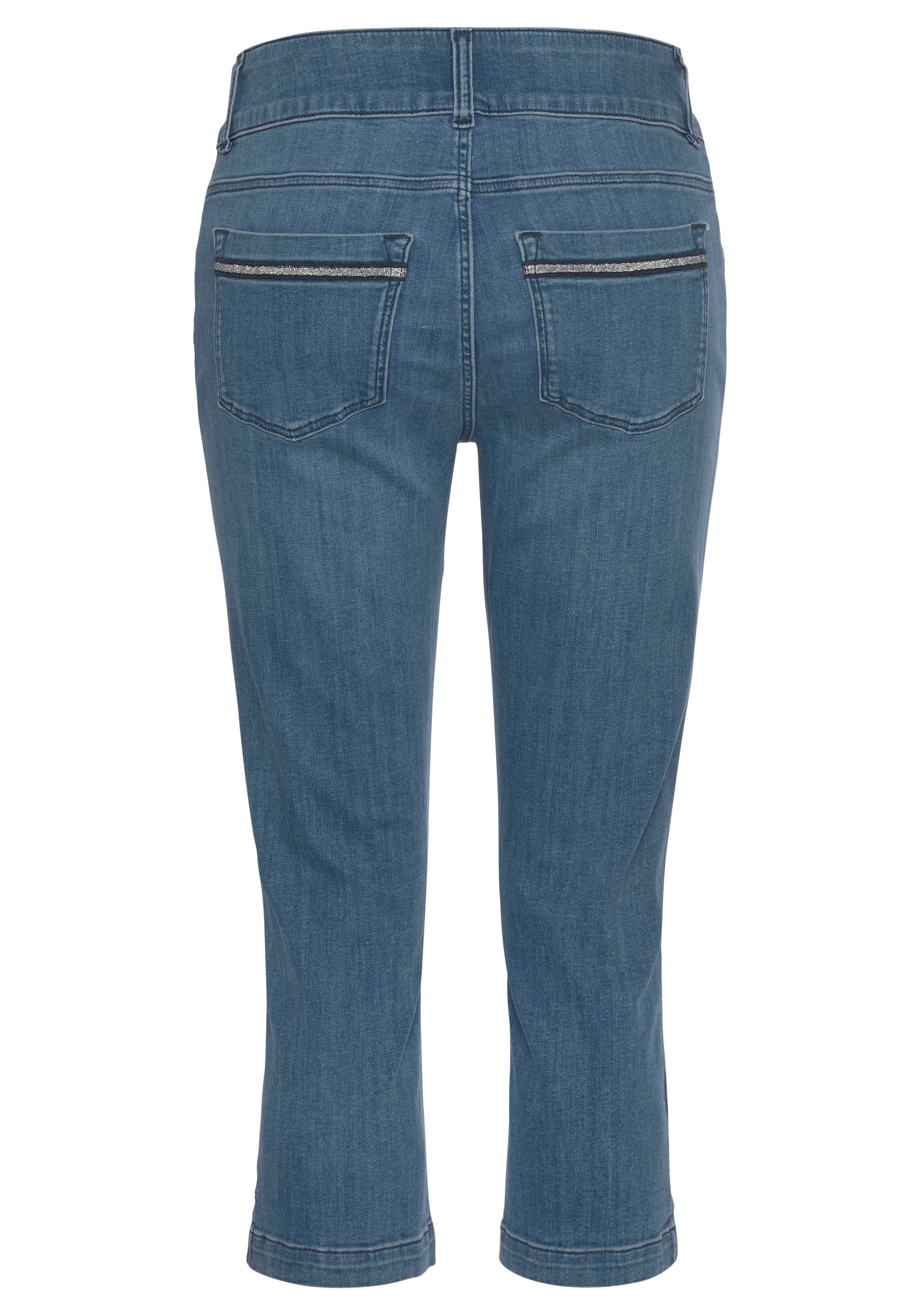 LASCANA Caprijeans , mit verzierten Taschen, elastische 7/8-Jeans aus Baumwolle