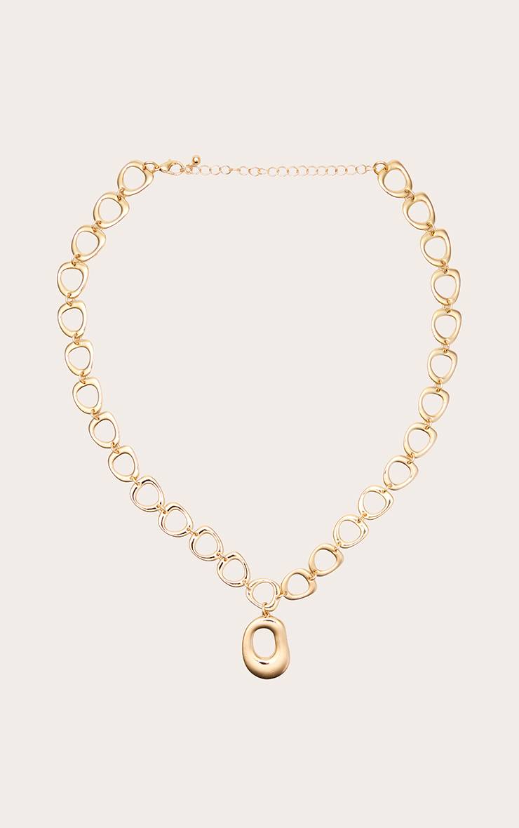 Doré Collier Pendentif Abstrait Doré À Maillons Épais