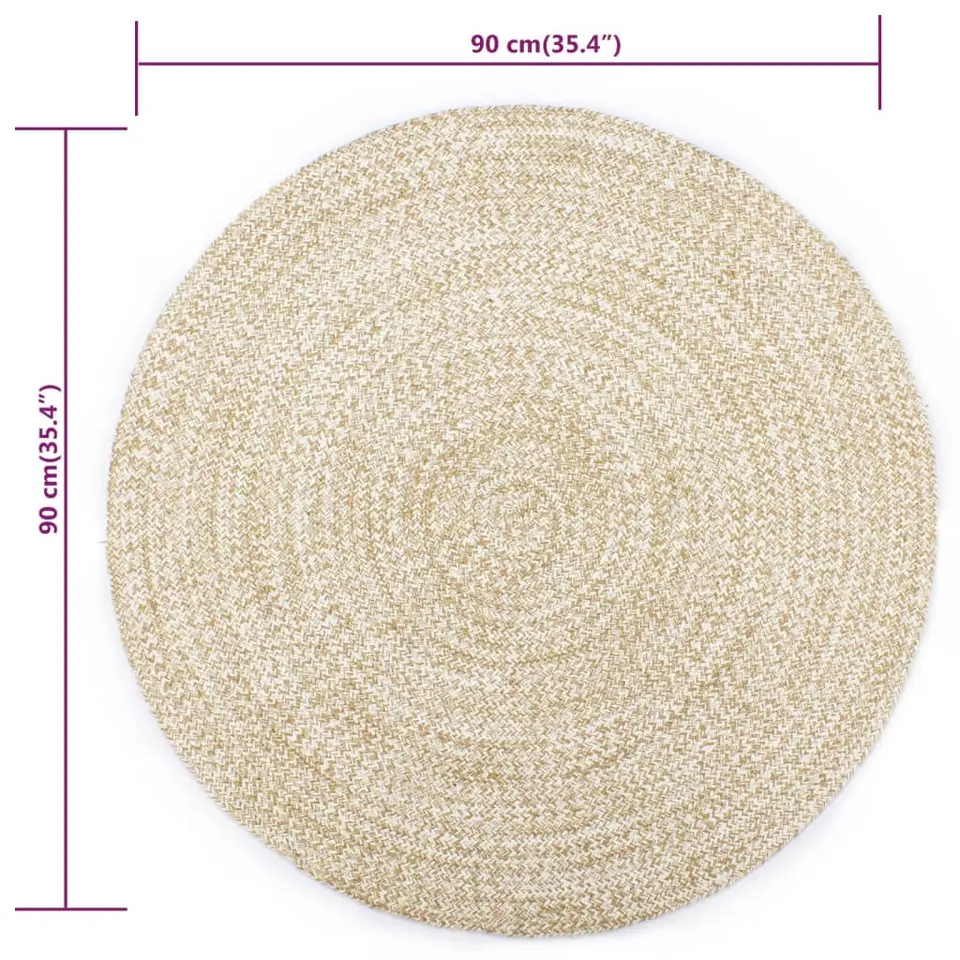 vidaXL - Tapijt - Wit - Jute