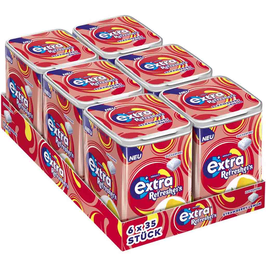 Wrigleys Extra Refreshers Strawberry-Lemon 35er zuckerfrei 6x78g=468g MHD:23.12.25