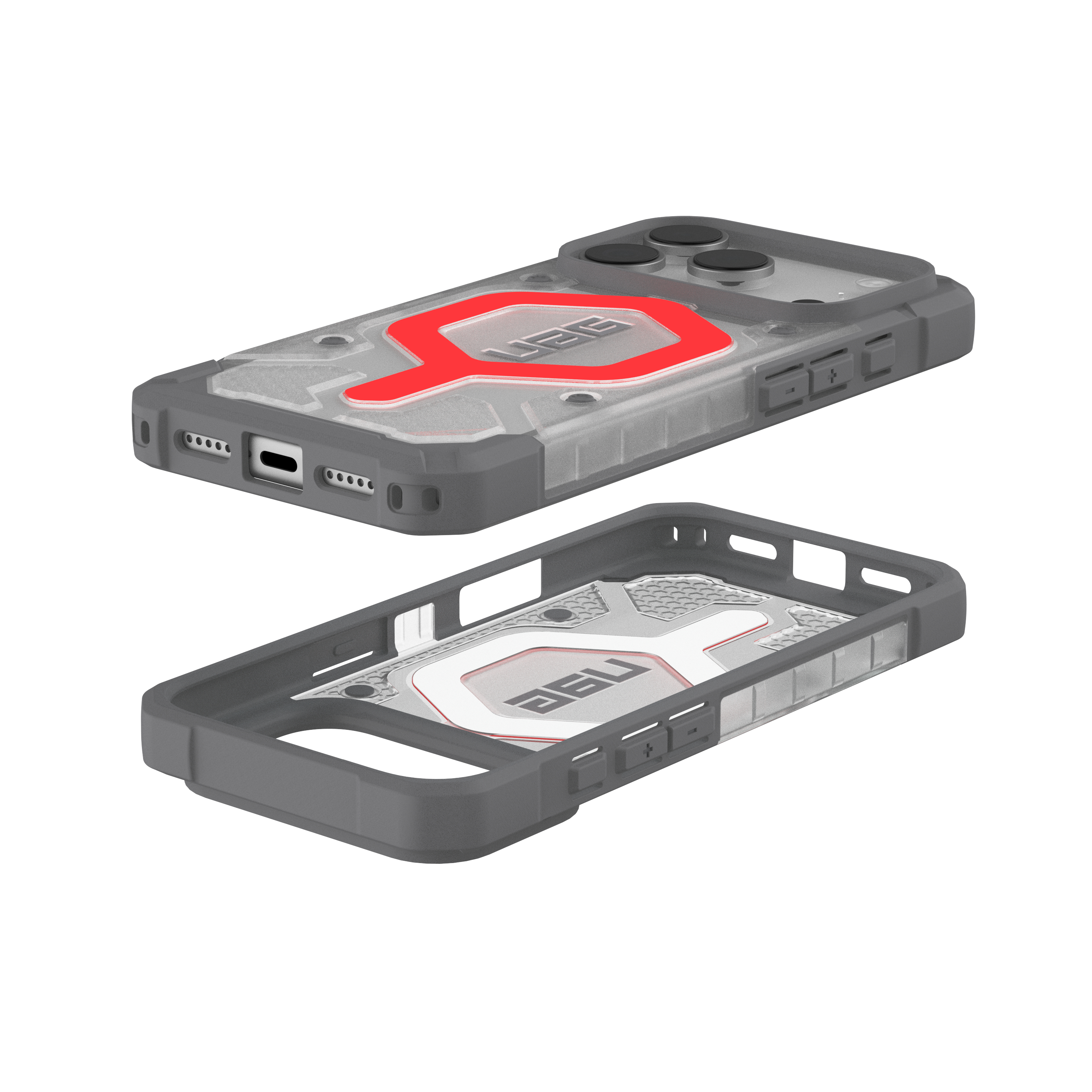 iPhone 17 Pro MagSafe Schutzhülle Pathfinder   Trageschlaufe (1145511BV02) - Active Lava (Transparent / Rot)