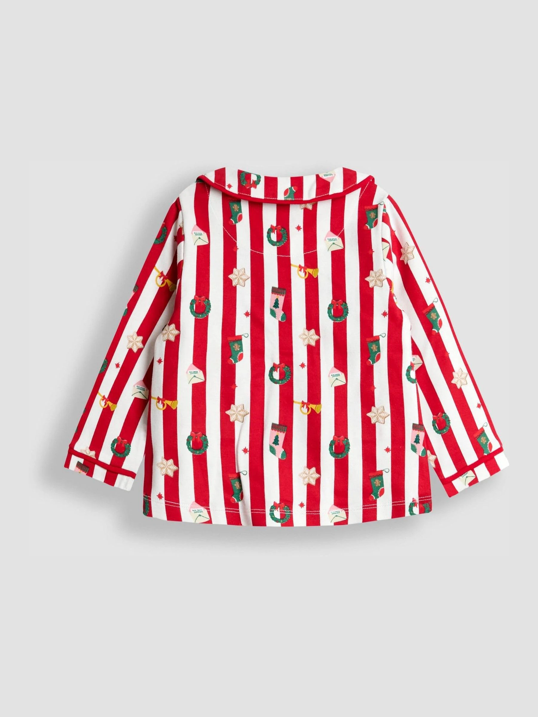 JoJo Maman Bébé Kerstmis Print Jersey Pyjama's met Mooie Kraag