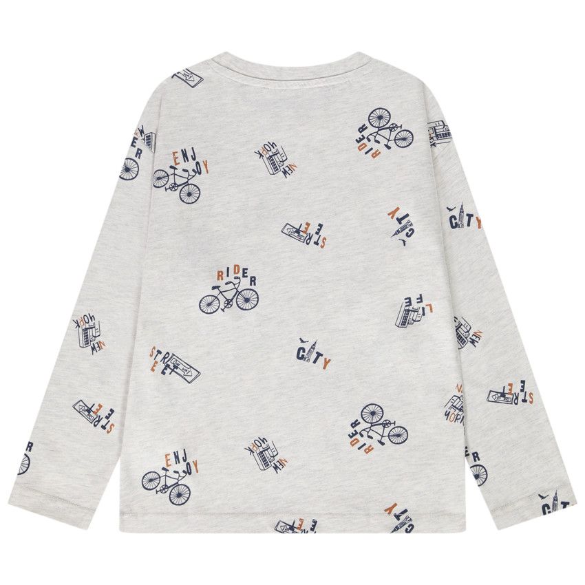 T-shirt manches longues oversize imprimé fantaisie pour garçon - Ecru