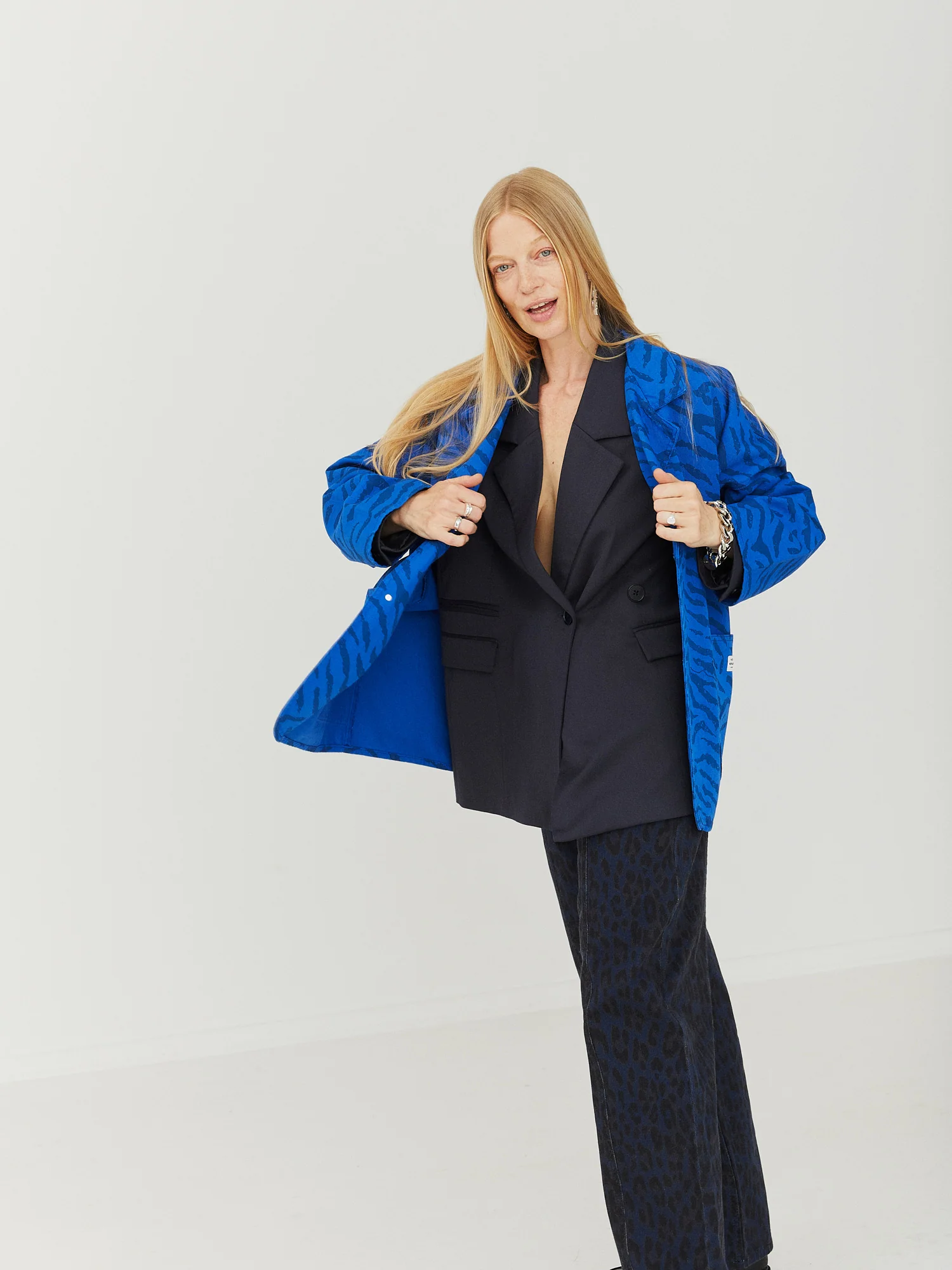 Mads Nørgaard  Sketch Denim Denya jakke - Denim Zebra Aop/Olympian Blue