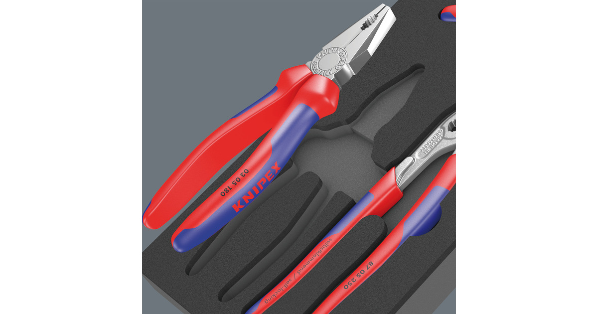 Wera9784 Schuimrubberen inzetstuk met KNIPEX tangen Set VDE 1, 3‑delig tangenset  (Zwart/grijs)