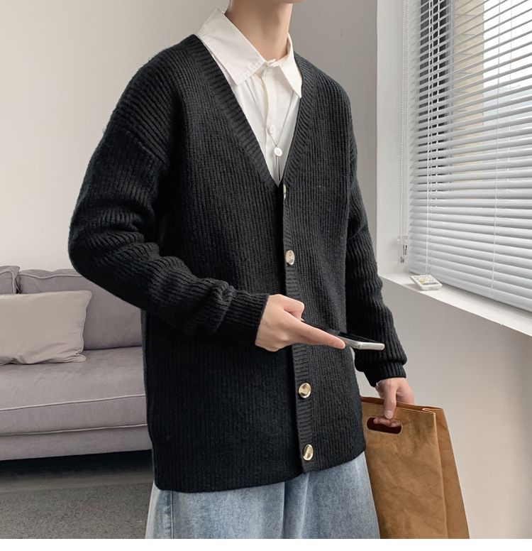 Andrei - Effen gebreide cardigan met lange mouwen