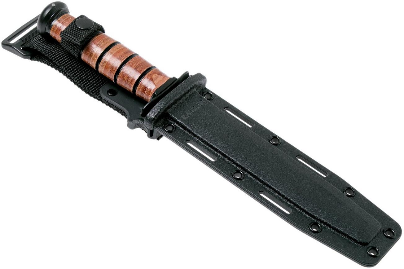 KA-BAR USMC 5017 plain edge, leer, kunststof foedraal