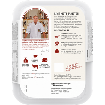 De Vegetarische Slager Lecker Burgerlijk Vegan 160 g