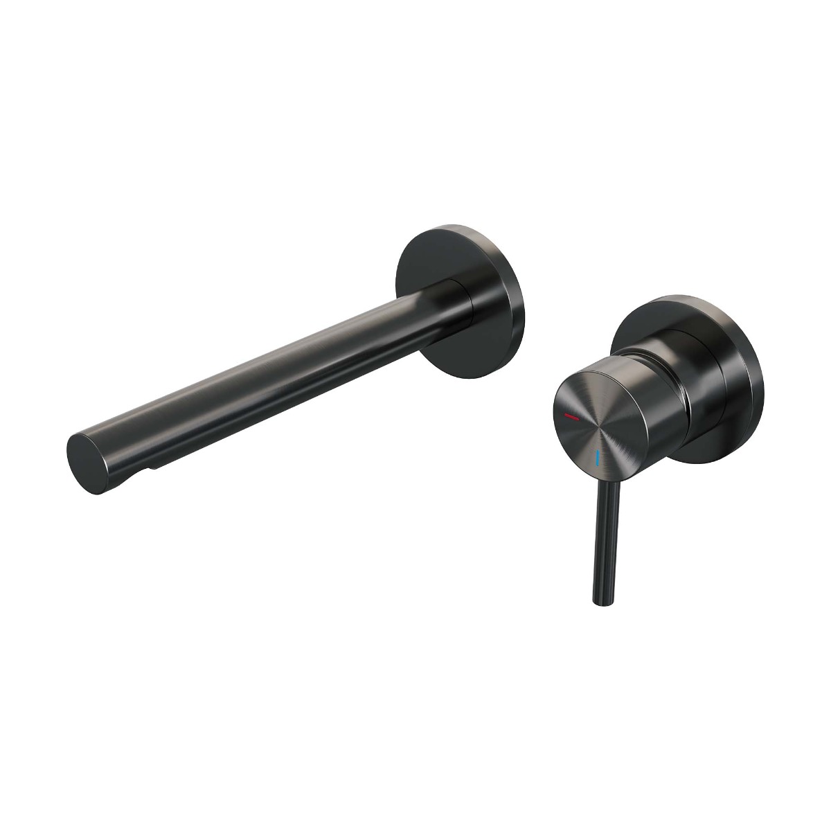 Brauer Gunmetal Edition ColdStart wastafelkraan inbouw rechte uitloop en rozetten model A1 gunmetal geborsteld PVD